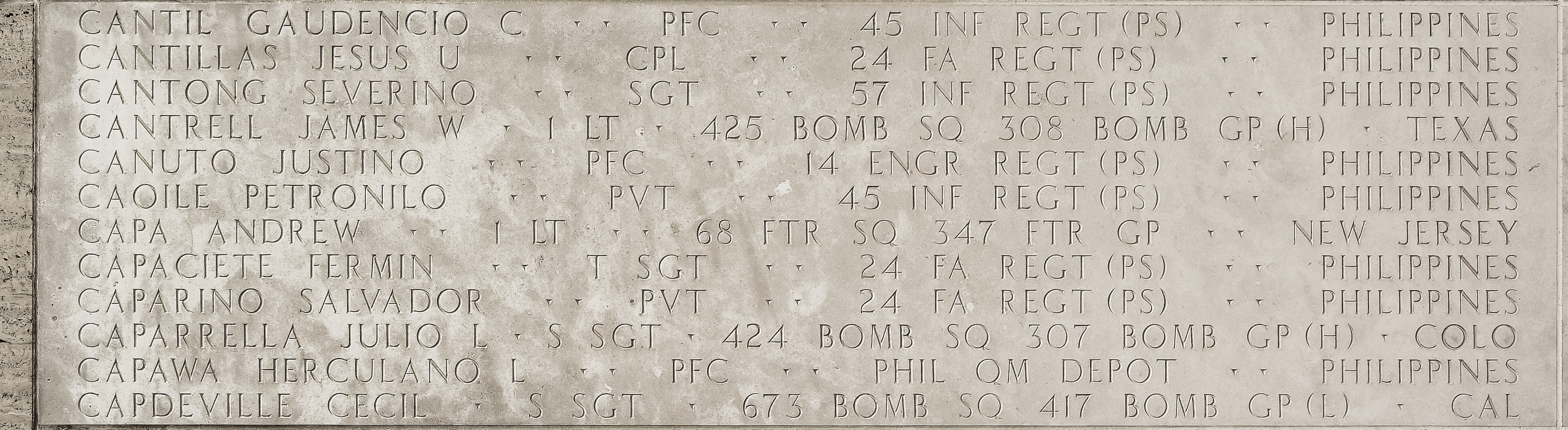 Fermin  Capaciete, Technical Sergeant